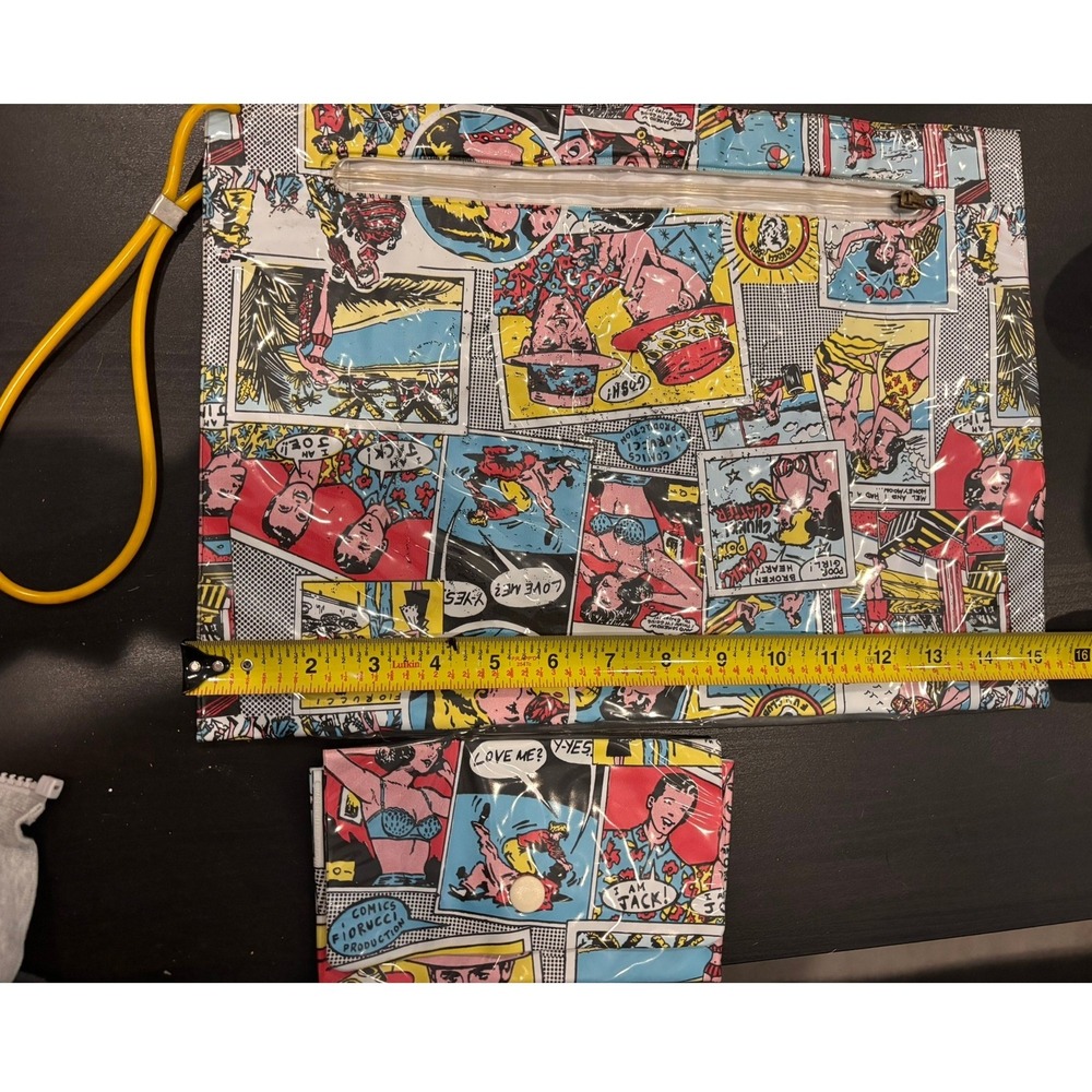 Vintage Fiorucci Comics Production Pop Art Vinyl Pouch and Wallet Set 2pc - Picture 2 of 7